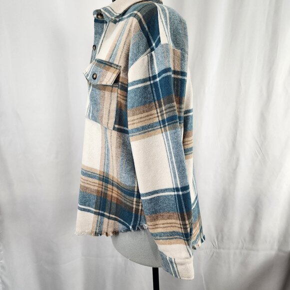 Blue B Collection Plaid Button-Up Flannel Jacket M - Picture 14 of 15